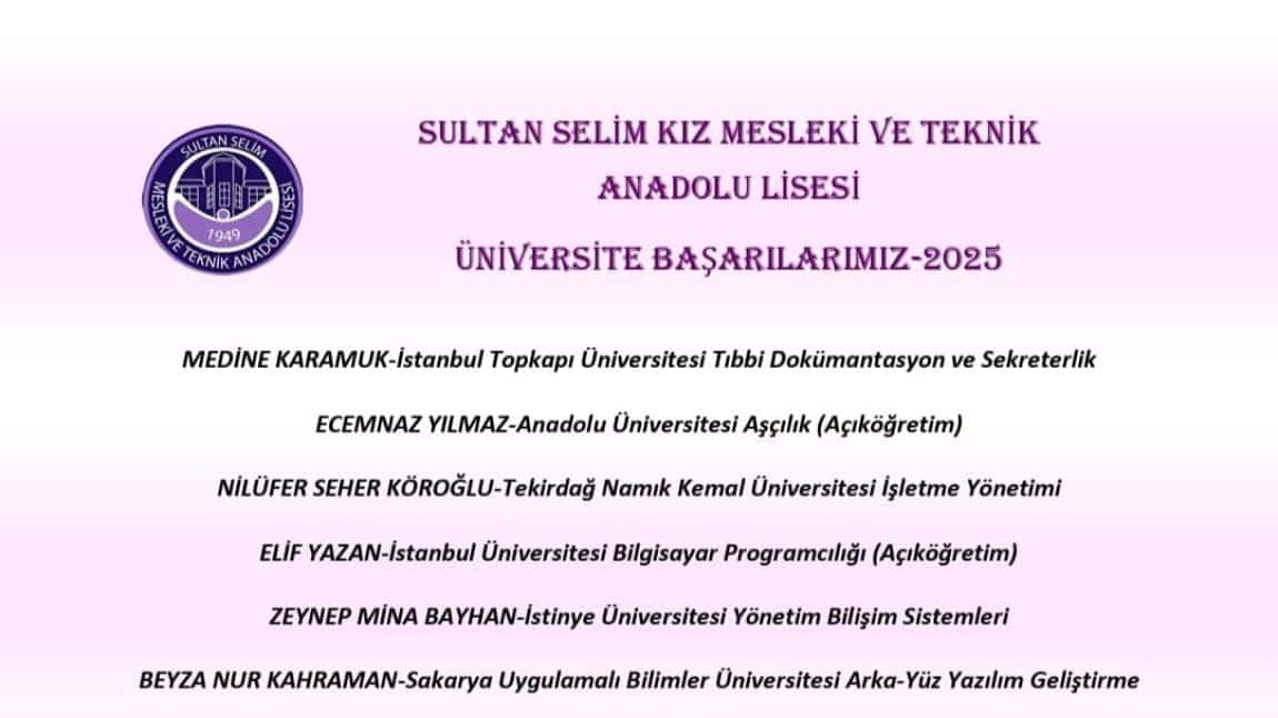 Üniversiteye Yerleşen Öğrencilerimizi Tebrik Ediyoruz. 